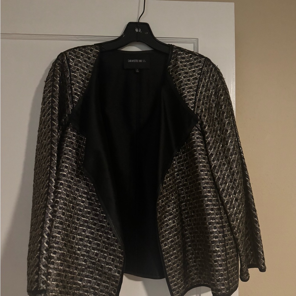 Lafayette 148 New York Black and Gold Textured Jacket